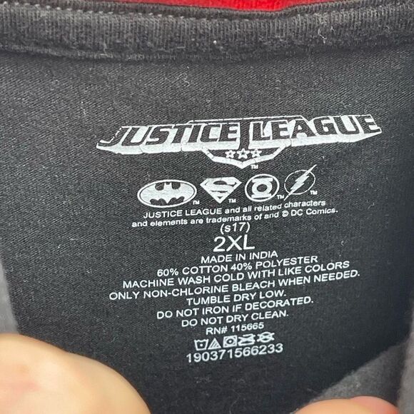 Justice League Mens Pullover Hoodie Super Man Wonder Woman Batman Black Size 2XL - Picture 5 of 8